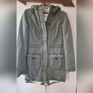Abercrombie Fitch Olive Military Style Sherpa Lined Hooded Parka Womens Size S